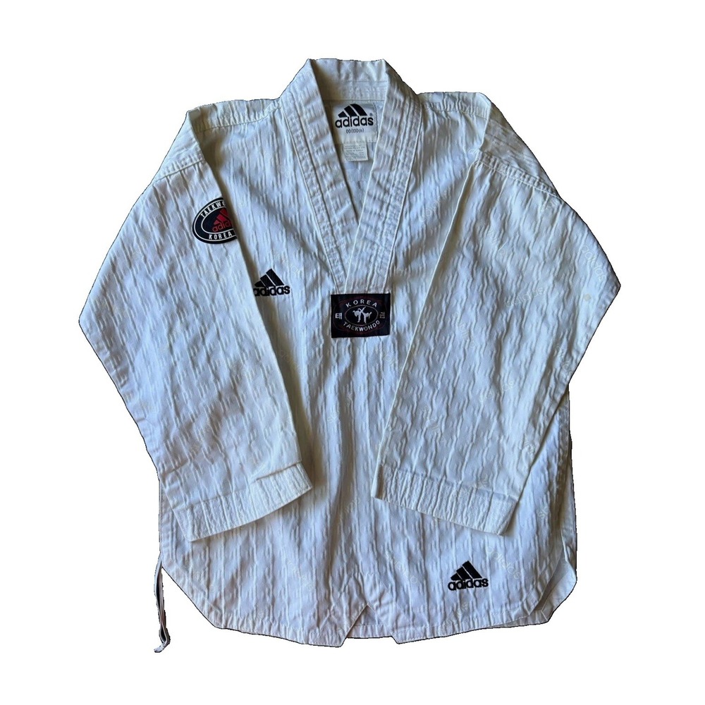 Adidas Taekwondo Uniform Gi Kids Sz 00 - Karate Kid Halloween Costume forAge 7-9